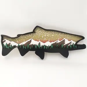 New wooden salmon handicraft pendant creative marine animal home decoration wooden fish pendant