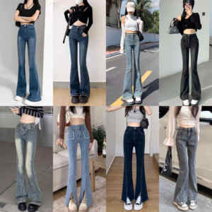 Vente chaude femmes été jeans décontractés <span class=keywords><strong>taille</strong></span> haute Nylon/coton respirant dégradé couleur solide teinture lavable Logo XL <span class=keywords><strong>taille</strong></span> - Product Image 1