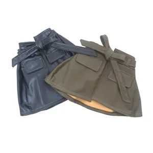 Mode Lederhose Mädchen Kurzer Rock braun sexy schöne junge Mädchen in kurzen Röcken Sommer Mädchen kurzen Rock