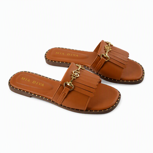 Nuovi Arrivi <span class=keywords><strong>MIA</strong></span> DIVA Eleganti Ciabatte da Donna con Applicazioni Dorate in PU Punta Quadrata per Uso Quotidiano e Ufficio Primavera Estate - Product Image 3