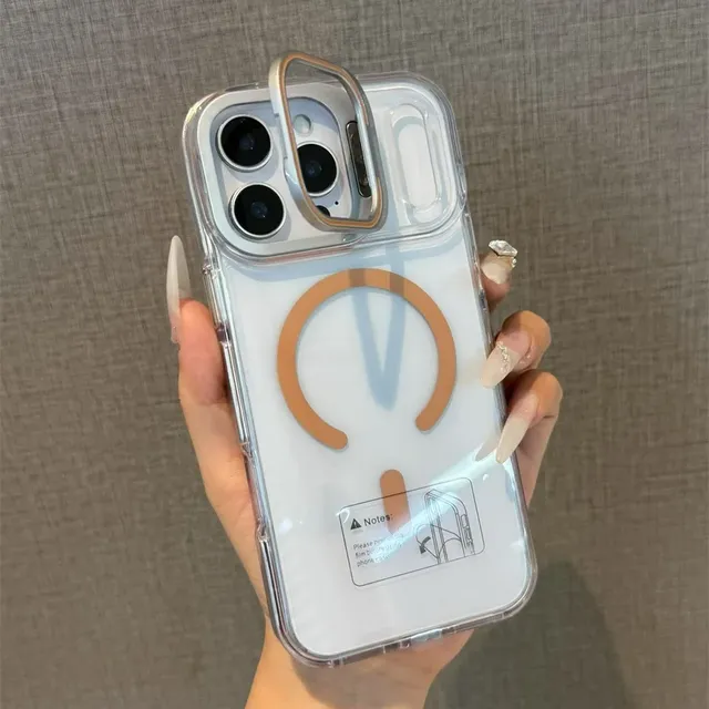 Lens Protection Flip Bracket Stand for Magnetic Clear Acrylic Hard Phone Case Case for 16/17 Pro Max/Air 14/15/13/12/11