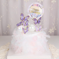 Meistverkaufte Rosa und Lila Schmetterling-Kuchendekoration Geburtstagstorten-Dekorationszubehör