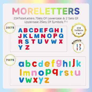 Ensemble de lettres majuscules/minuscules Art Déco colorées, autocollants magnétiques EVA, aimants pour réfrigérateur, réutilisables, amovibles, légers, pour enfants de 3 ans et plus - Product Image 2