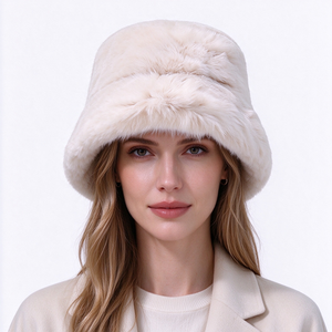 Gorro de Pescador de Piel Sintética para Mujer, Gorro de Invierno Suave y Afelpado, Gorro Grueso y Esponjoso para Uso Diario al Aire Libre - Product Image 1