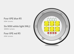 14 Đèn Led Trắng + Đèn Đỏ Đèn Pin Dưới Nước Công Suất Cao Đèn Pin Chụp Ảnh Lặn LED Chống Nước IPX8 80M Dưới Nước - Product Image 3