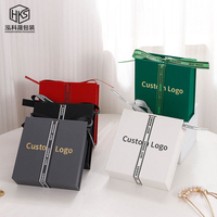 Boîte à bijoux carrée en papier avec logo personnalisé, fermeture à cordon, emballage luxueux fait main pour colliers, bagues, boucles d'oreilles