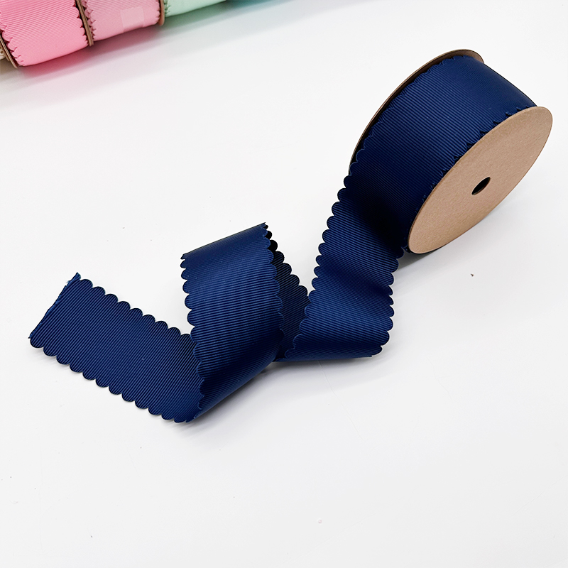 Luxury Wholesale Ribbon Personalized 1.5 Inch Wavy Edge Grosgrain Ribbon Custom Gift Boxes Designer Packaging Color Ribbon