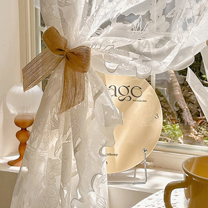 Rideaux en tricot blancs vintage de style français européen avec bordure en dentelle - Product Image 5