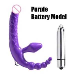 Triple cabeza sin tirantes <span class=keywords><strong>Strapon</strong></span> Bullet Vibe <span class=keywords><strong>Anal</strong></span> Butt Plug Lesbian Vibrator Beads - Product Image 2
