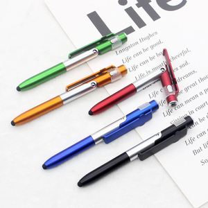 Support de téléphone portable multifonctionnel promotionnel avec lumière LED pliable et stylo à bille à écran tactile capacitif pour la publicité - Product Image 1