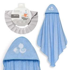 Blu 1x1mt Set di asciugamani compressi di lusso Oso Cigüeña Mod cappuccio in cotone di spugna per uso esterno con motivo simpatico cartone animato - Product Image 1