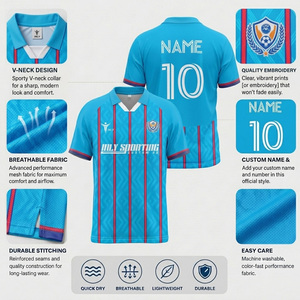 Maillots de football personnalisés en gros pour enfants, uniformes de sport en polyester respirant, maillots de football rétro à manches courtes personnalisés - Product Image 3