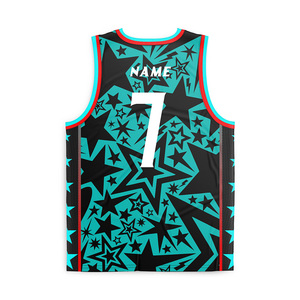 Débardeur de basketball pour hommes et jeunes, confortable, à séchage rapide, en mesh, avec motif étoile noire entièrement sublimé, sans manches, pour l'entraînement - Product Image 2