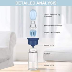 2 IN 1 yağ püskürtme şişesi şişe cam pişirme kızartma mutfak sirke barbekü için zeytinyağı ile silikon pasta fırçası dağıtıcı - Product Image 6