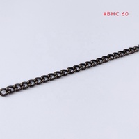 Rantai Logam Mewah Tahan Lama Bergaya Retro # BHC 60 Gunmetal Curb Poles Berkilau # BHC 65 Rantai Potongan Berlian Ramah Lingkungan Kelas Perhiasan Khusus