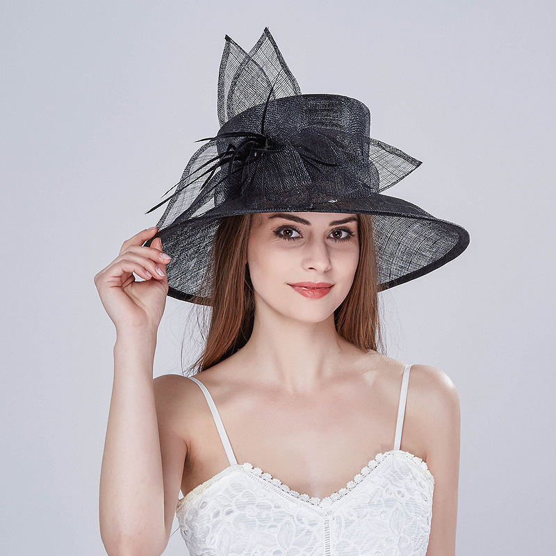 Ready to Ship Fashion funeral hat for women Sun Hat Black  display picture 1