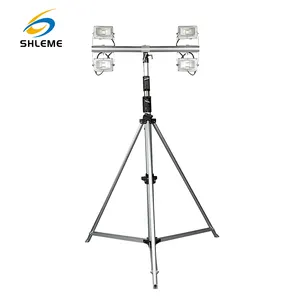 400W Shleme 180 Degree Illumination LED Tripod Work Light Tower In Construction Site.