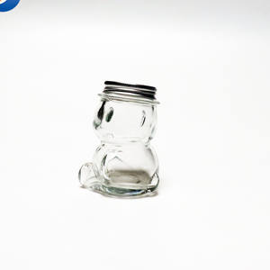 Vente en gros de pots en verre en forme d'ours en peluche de différentes tailles, pots en verre pour miel, bonbons, chocolat avec couvercle à oreilles - Product Image 5