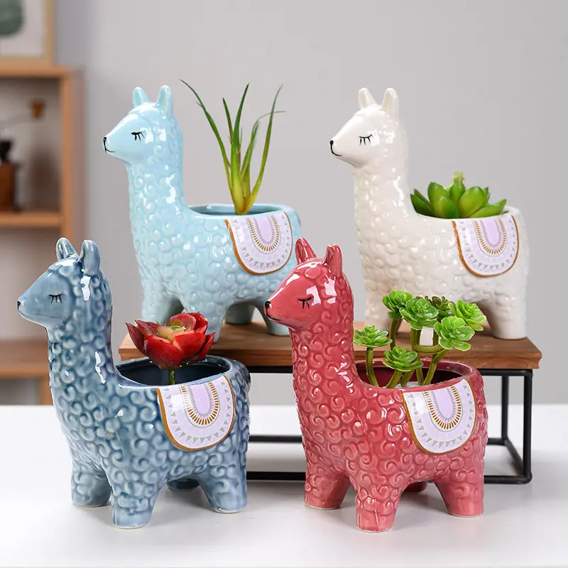 Pots de fleurs en céramique forme de mouton pour femme, Mini Vase pour plante cochon, Micro bonsaï, planteur Succulent, artisanat décoratif, poterie