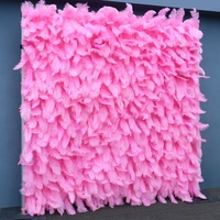 Mur de fleurs artificielles en tissu plume rose 5D, toile de fond pour mariage et Saint-Valentin, rouleau de tissu décoratif pour événements et fêtes, 2,4x1,2m
