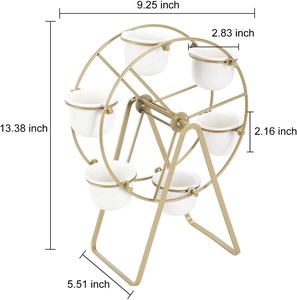 Support de plantes en <span class=keywords><strong>acier</strong></span> à grande roue, 6 Pots pour plantes succulentes-blanc, ornement moderne en céramique pour jardinière de fleurs en or à l'intérieur - Product Image 2