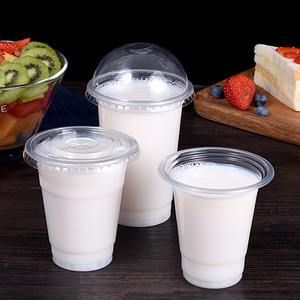 Disposable Pet Cup Lid 90 95mm Diameter Hemispherical Flat Tall Milk Tea Beverage Lid - Product Image 3