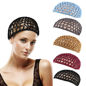 Gorro de Ganchillo Hecho a Mano con Correa Ajustable, Unisex, Negro, de Malla, para Peluca, Gorro de Quimioterapia, Turbante para Dormir, Uso Doméstico, 100% Poliéster - Product Image 2