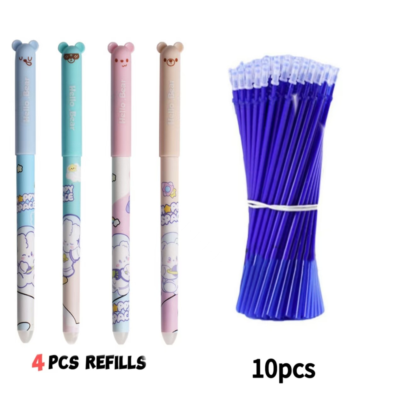 Conejo suave y adorable, 4 bolígrafos, 10 recambios - Lanxin