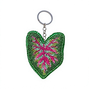 Handmade Eco-Friendly Beaded Orchid Lily Hibiscus Caladium Keychain Embroidered Animal <b>Bag</b> <b>Charm</b> - Product Image 1