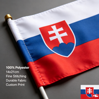 Drapeau de la Slovaquie personnalisé promotionnel, 14x21cm, 100% polyester, mini drapeau à agiter à la main