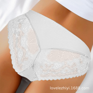 Culottes triangulaires en dentelle pour femmes, sexy, respirantes, sans coutures, entrejambe en coton, taille mi-haute, pour femmes européennes et américaines - Product Image 1