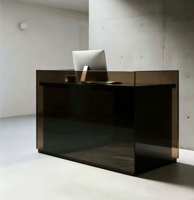 Comptoir de réception en acrylique gris fumé avec LED lumineuses, design moderne et minimaliste, translucide, sur mesure pour bureau, salon, hôtel, bar