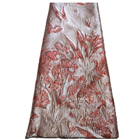 Tissu en dentelle de polyester élastique jacquard brocart rose pâle, largeur 51-52 pouces, pour robes de mariée africaines et tenues féminines