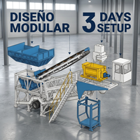 Station de mélange de béton mobile modulaire, station de mélange portable de type remorque, avec un silo à ciment pour les projets de construction