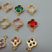 Pendentifs et breloques en métal, verre et zircon, motif trèfle à quatre feuilles, pour la fabrication de bijoux, colliers, bracelets, cadeau de fête