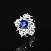 Bague plaquée platine 3 carats, style tendance, avec tourmaline Paraiba simulée taille émeraude carrée 5*7, idéale pour mariage et anniversaire
