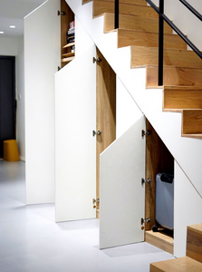 <span class=keywords><strong>Armoire</strong></span> de rangement moderne blanche pour escalier duplex, design sans poignée à ouverture par pression, porte à charnières sous les escaliers, meuble de maison - Product Image 3