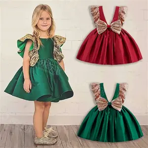 2023 Summer Sleeveless Kids Baby Girls Sweet Backless Sequins fashion kitenge Dresses Princess Party Dresses clothing boutique