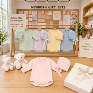 Set in Maglia 100% Cotone per <span class=keywords><strong>Neonata</strong></span>, Tutina e Cappellino con Fiocco Abbinato, 2 Pezzi, Regalo Boutique per Neonati e Bambini, Rosa - Product Image 1