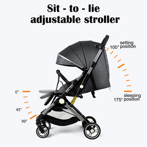 Landau pliable de poche de voyage de poussette de bébé léger de vente chaude avec la poignée réversible pour s'allonger et s'asseoir le landau - Product Image 2