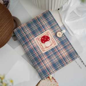 LABON - Diario de Tela con Parches a Cuadros, Recargable, Cuaderno Bordado, Agenda con Cubierta de Tela, Planificador de Viajes, <span class=keywords><strong>Libro</strong></span> A5 A6, Regalo para Ella - Product Image 1