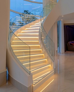 <span class=keywords><strong>Escalera</strong></span> Curva Flotante de Lujo con Peldaños de Mármol Natural e Iluminación LED - Product Image 4