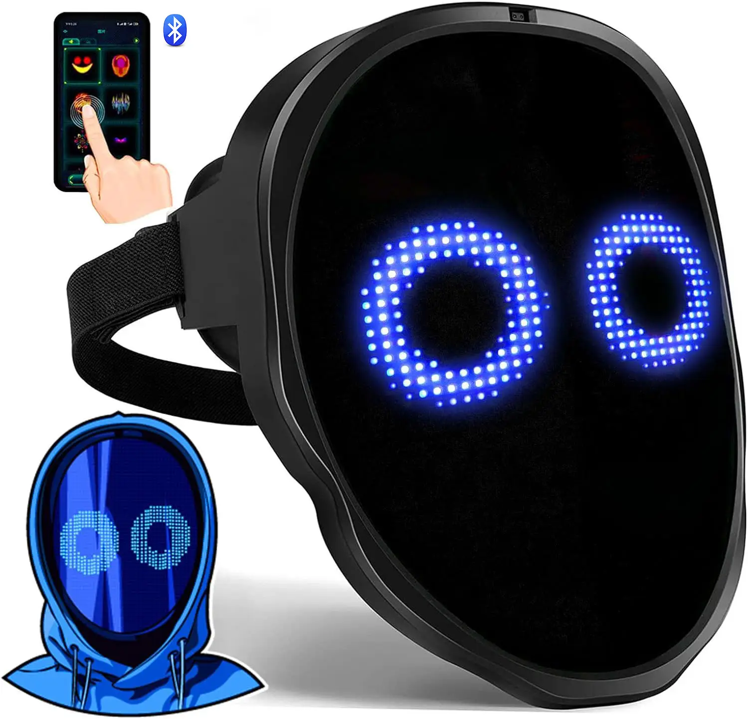 Smart Shining App wiederaufladbare programmierbare Bluetooth LED Gesichtsmaske Halloween Party LED Maske
