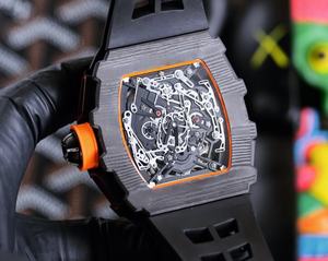 Montre mécanique entièrement automatique, élégante et charmante, de haute qualité, avec boîtier en fibre de carbone et verre saphir, bracelet en silicone. - Product Image 3