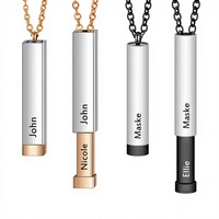 Collier personnalisé en acier inoxydable 3D avec gravure de nom initial, pendentif barre cachée, bijoux de mode pour couples