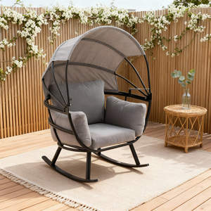 Silla Columpio Tipo Huevo Escandinava para Exteriores con Toldo, Estructura Metálica, Color Personalizado, para Patio, Balcón, Resistente a la Intemperie, Muebles de Descanso Casuales - Product Image 1