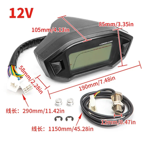 バイク用 LCDデジタルスピードメーター 12V 汎用 2/4気筒 13000rpm 0-199km/h 7色切替 - Product Image 2