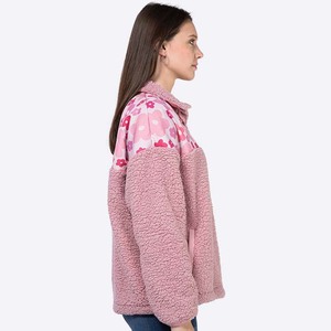 Patchwork Femmes Contraste Lâche OEM/ODM Sherpa <span class=keywords><strong>Veste</strong></span> Aztèque Polaire Bouton Up Pull À Capuche Sans String Sweat Surdimensionné - Product Image 4