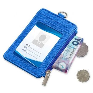 Leather Slim Minimalist Zipper RFID Wallet for Men&Women Pu Card <b>Holder</b> With <b>Id</b> Lanyard - Product Image 1