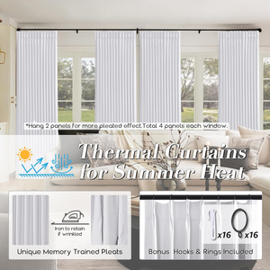 <span class=keywords><strong>Rideaux</strong></span> occultants <span class=keywords><strong>en</strong></span> <span class=keywords><strong>lin</strong></span> texturé plissé <span class=keywords><strong>blanc</strong></span>, avec pincement, porte coulissante <span class=keywords><strong>en</strong></span> verre, ensemble de 2 panneaux pour le salon, stock complet de 100% - Product Image 3